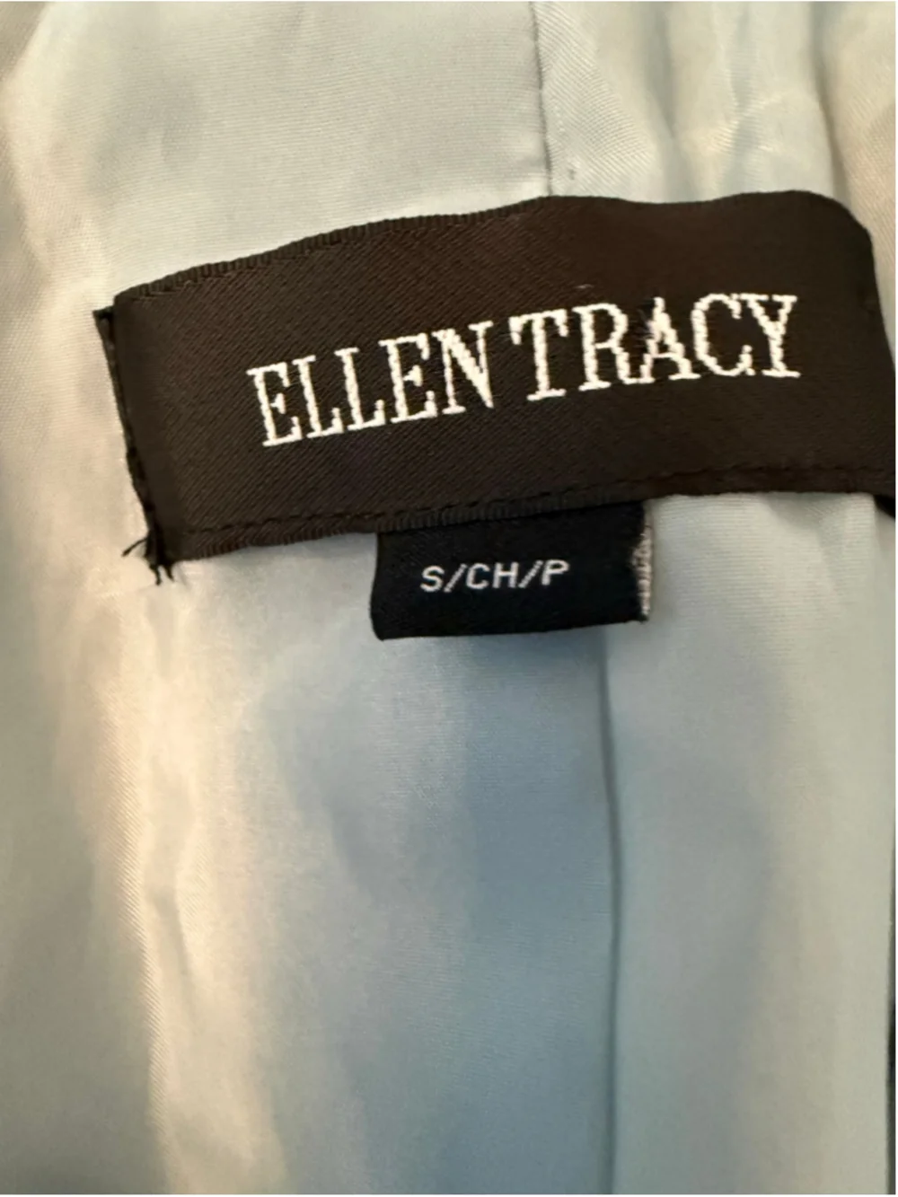 Ellen Tracy Light Blue Vegan Leather Jacket - Gold Zippers - NWOT Size Small